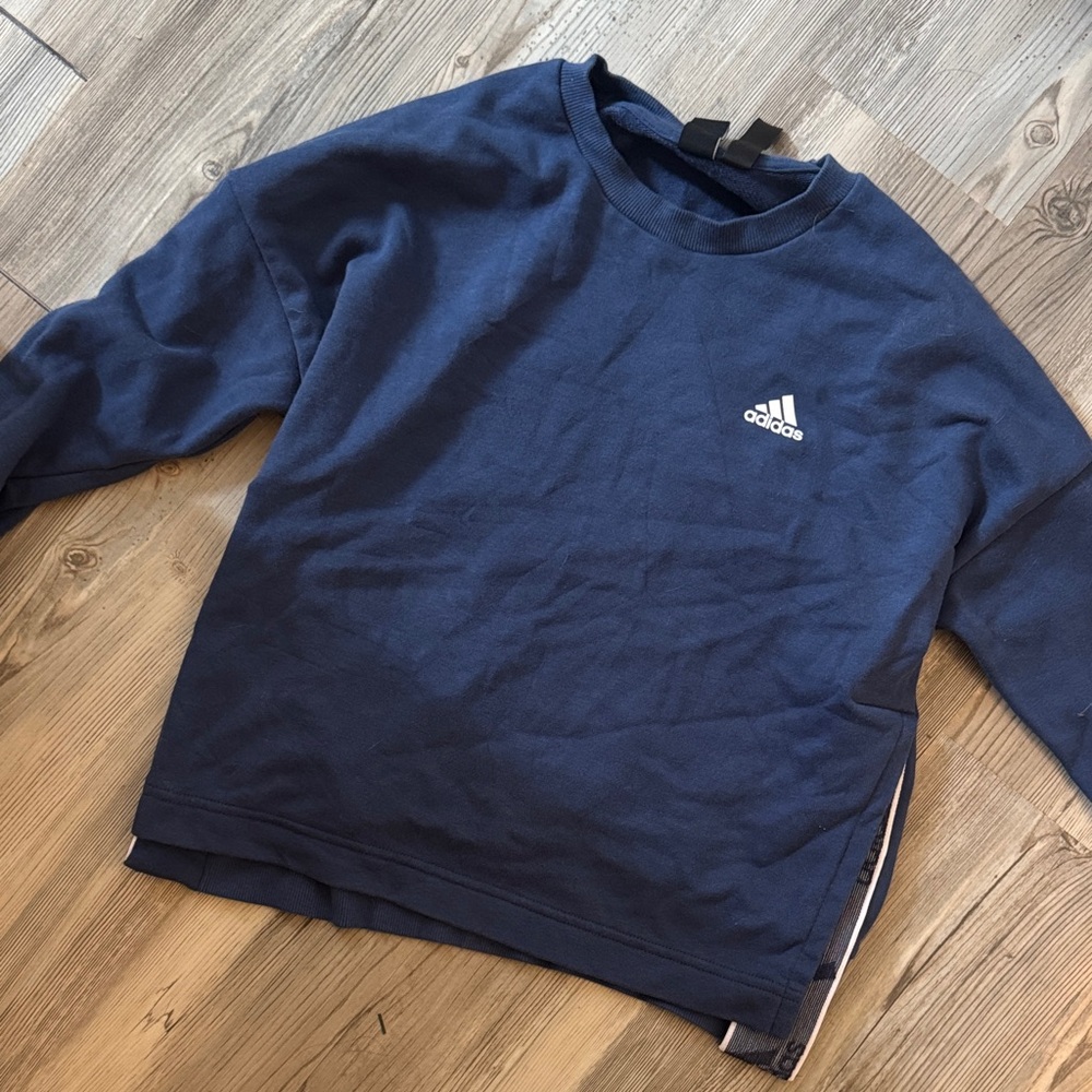adidas Navy Blue Crewneck Sweatshirt with Chest Logo